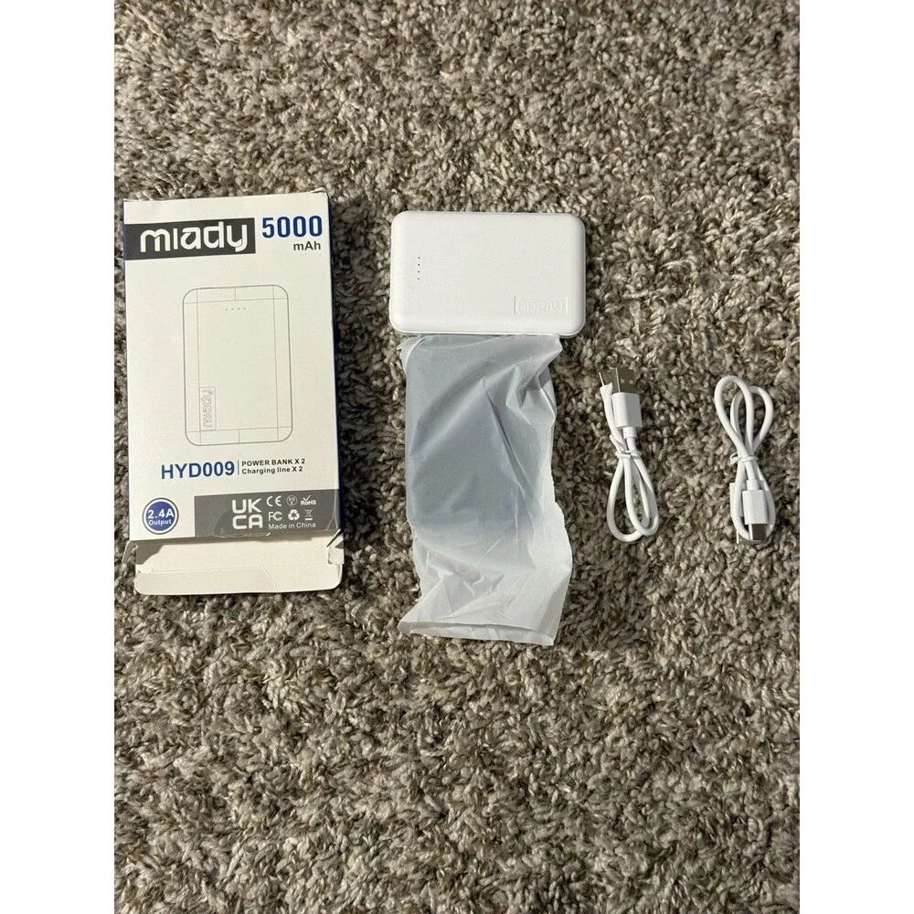 Miady 2-Pack 5000mAh Mini Portable Charger, 5V 2.4A USB-C Output Fast Charging